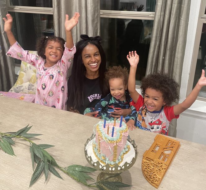 Birthday mommy with three children